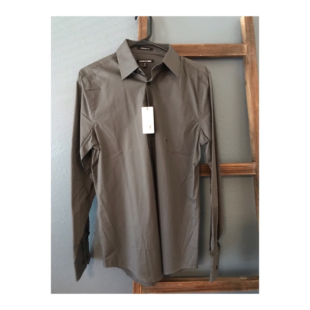 Express dark gray button down